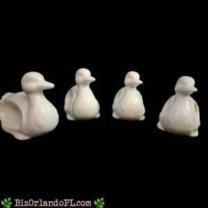 VINTAGE: Himark Japan White Duck Napkin Rings / Holders Spring Easter (Set of 4)